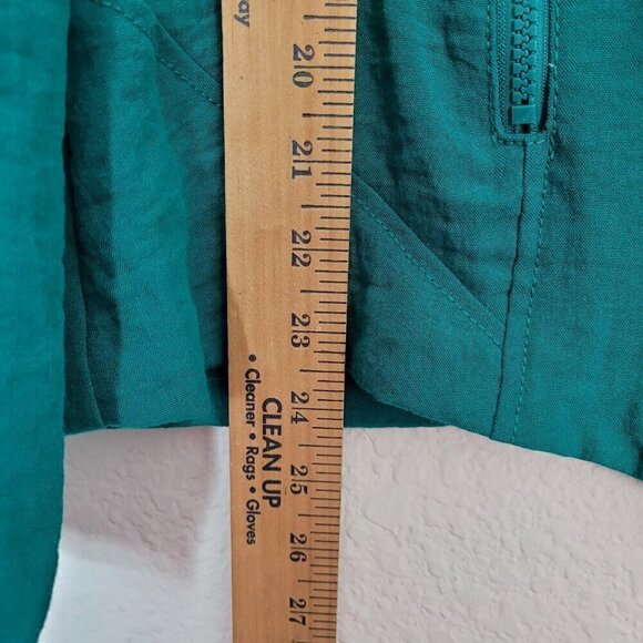 Chico's Moto Soft Textured Jacket Teal Blue Sz 1 Med Zippered Pockets Open Front - Picture 10 of 12